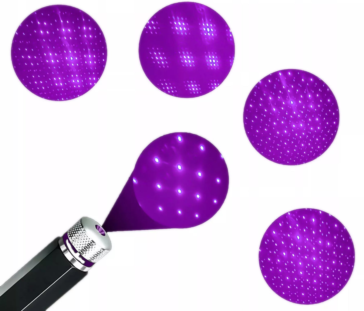 USB LED lazerinis projektorius, violetinė žvaigždė, lubų hologramos automobilio interjerui