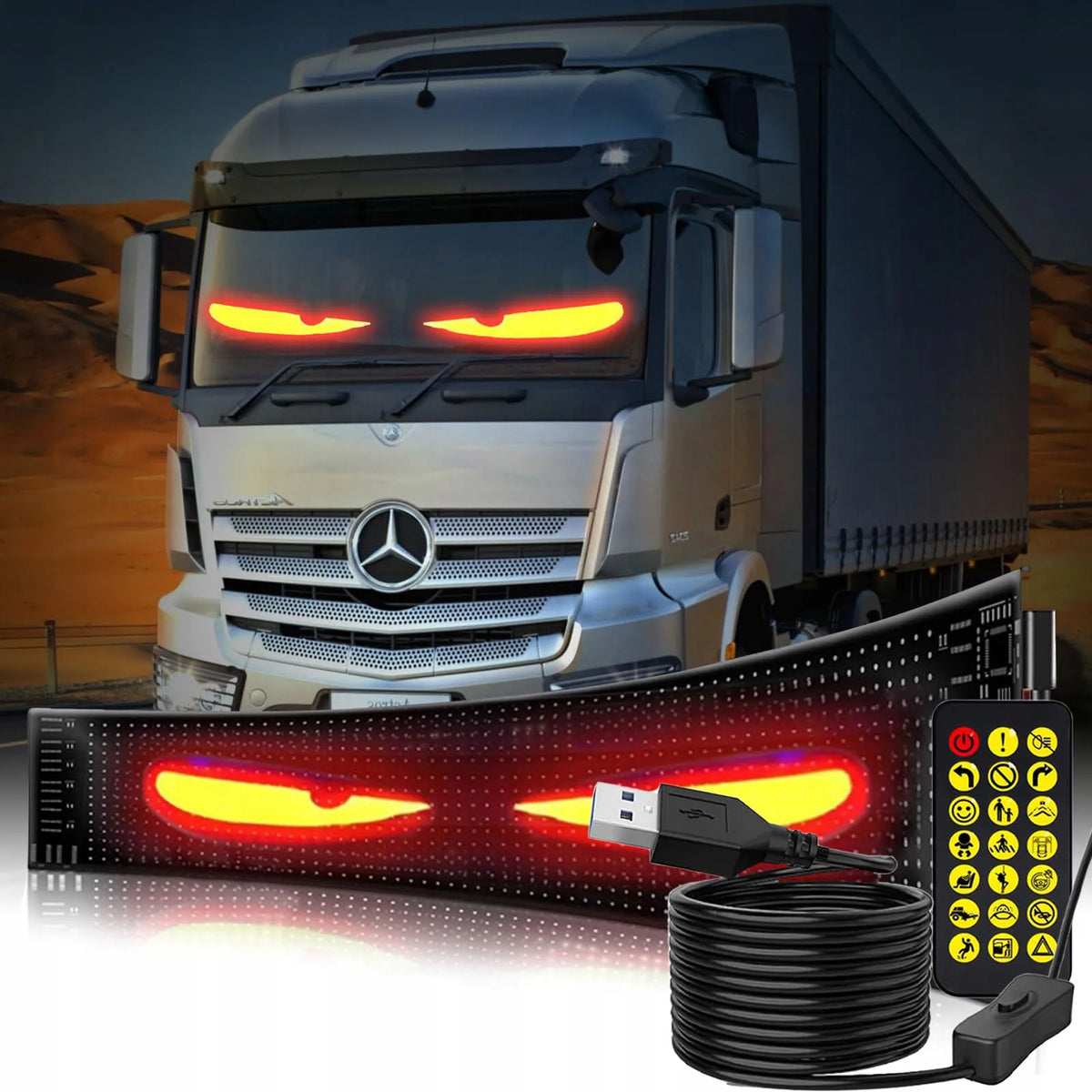 Automobilio LED juostelė Devil Eyes, skirta sunkvežimiams ir TIR