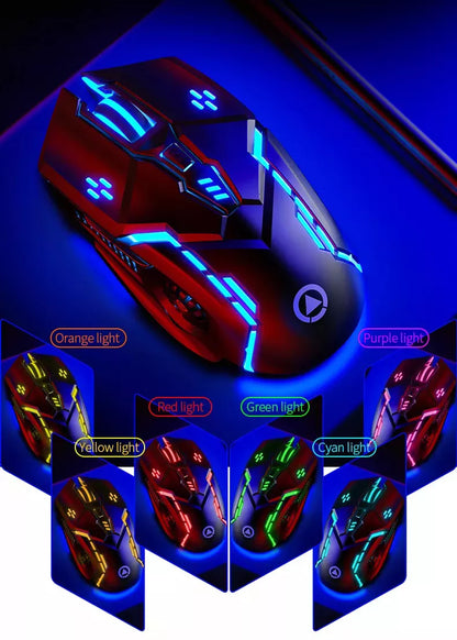 Juoda RGB LED žaidimų kompiuterinė pelė