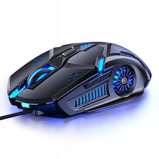 Juoda RGB LED žaidimų kompiuterinė pelė