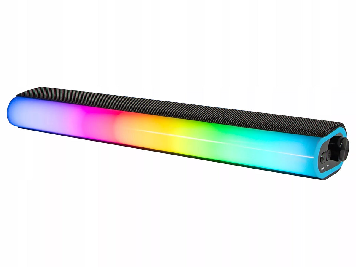 AUDIO BLUETOOTH LED RGB 2x 7W JUODAS KOMPIUTERINIS ŽAIDIMŲ GARSO GARSIAKALBIS