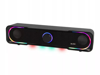 Žaidimų garso juosta (Soundbar) kompiuteriui, 3,5 mm Mini-Jack, AUX, USB, DC, RGB LED