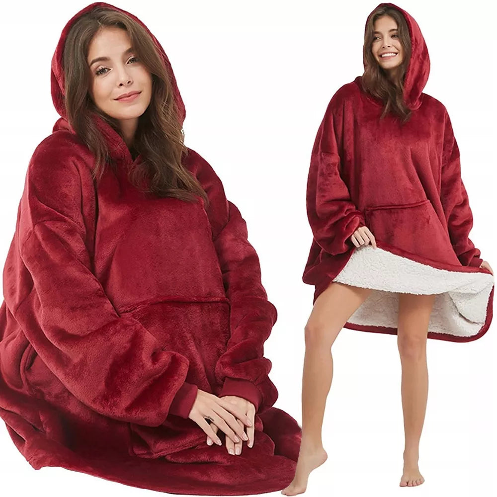 Stora, šilta, oversize „kocbluza“ – antklodė su rankovėmis 2in1, chalatas, pliušinė