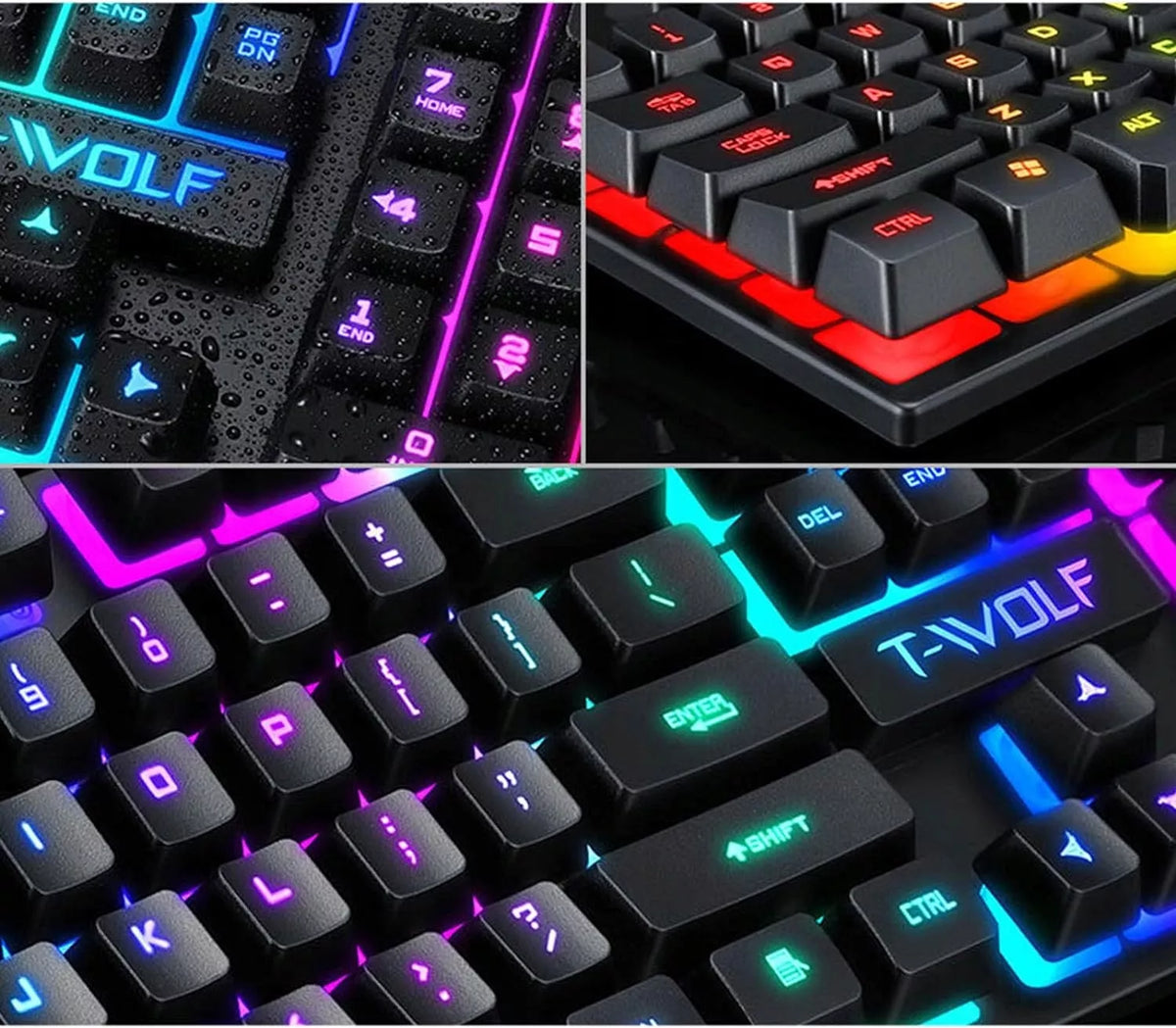 Apšviesta žaidimų klaviatūra žaidėjams + LED RGB pelė