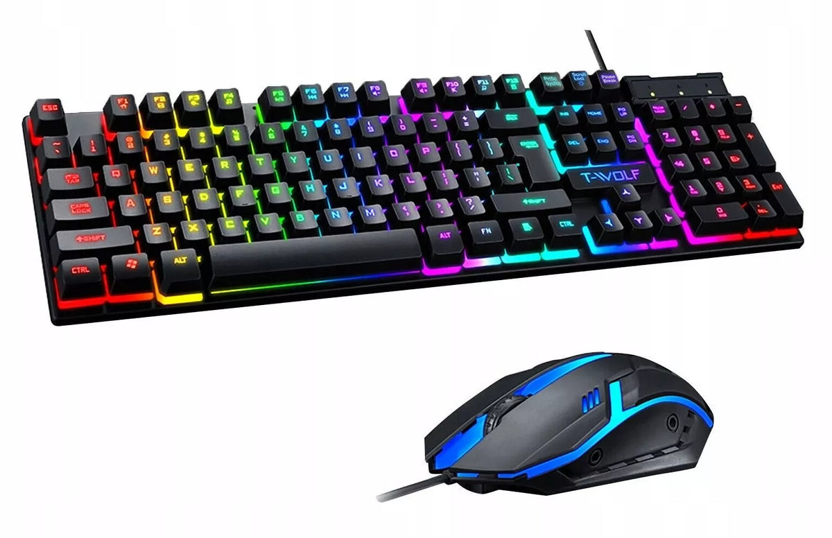 Apšviesta žaidimų klaviatūra žaidėjams + LED RGB pelė