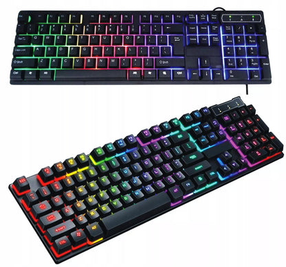 Apšviesta žaidimų klaviatūra žaidėjams + LED RGB pelė