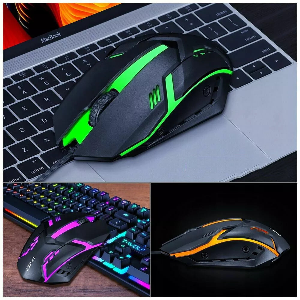 Apšviesta žaidimų klaviatūra žaidėjams + LED RGB pelė