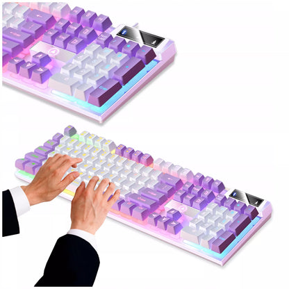 Mechaninė žaidimų klaviatūra su LED apšvietimu, violetinė