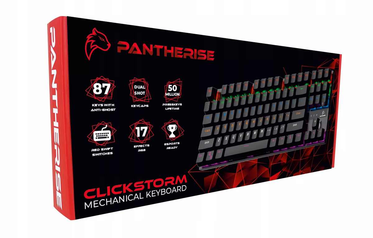 Mechaninė žaidimų klaviatūra su RGB apšvietimu PANTHERISE 87 CLICKSTORM