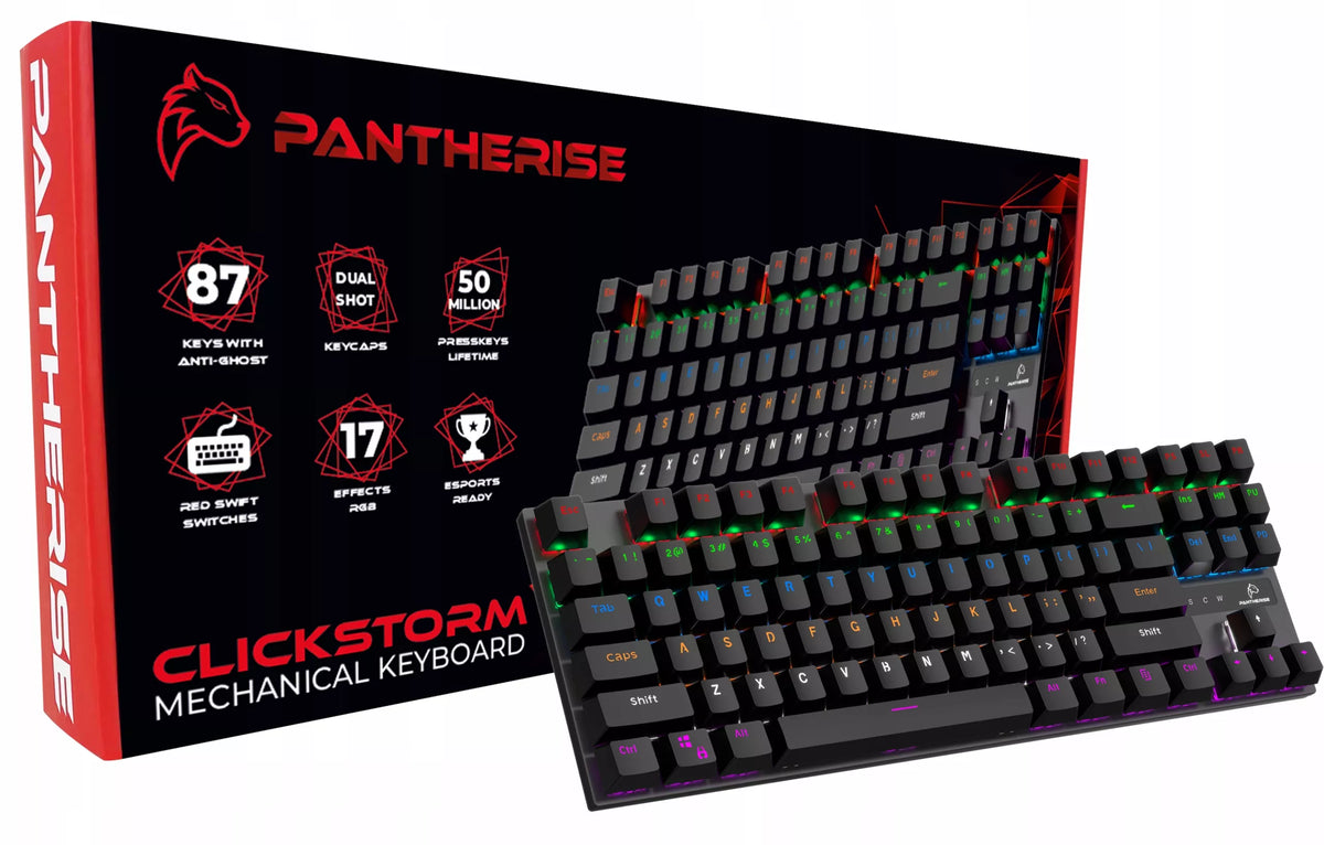 Mechaninė žaidimų klaviatūra su RGB apšvietimu PANTHERISE 87 CLICKSTORM