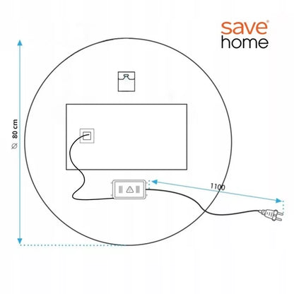 LED vonios veidrodis 80 cm, apvalus, liečiamas