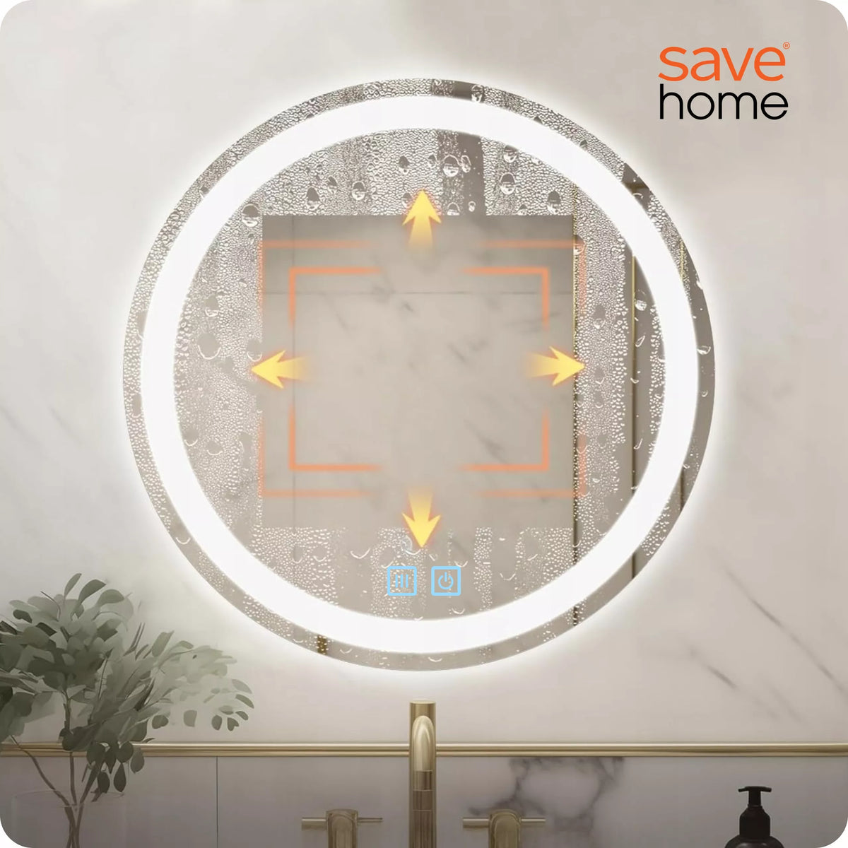 Vonios veidrodis su LED apšvietimu, apvalus 80 cm