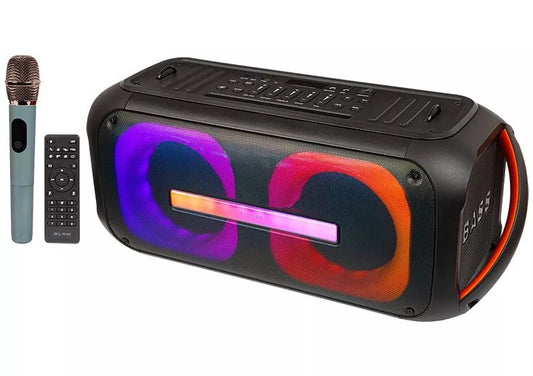 Galingas Bluetooth nešiojamas mobilus garsiakalbis su mikrofonu, nuotolinio valdymo pulteliu, USB, SD, Karaoke
