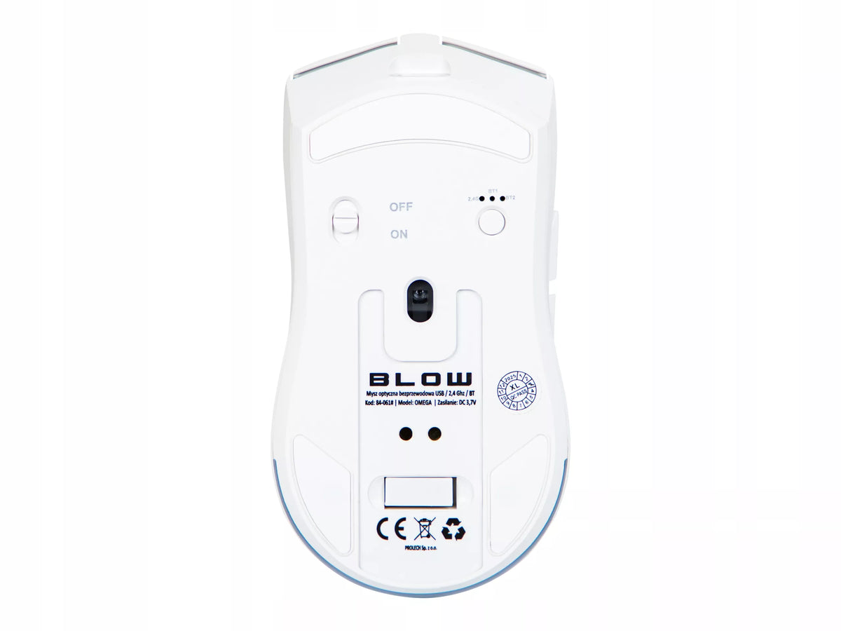 Balta optinė žaidimų pelė su įkrovimo stotele, PC, USB, Bluetooth 2.4GHz