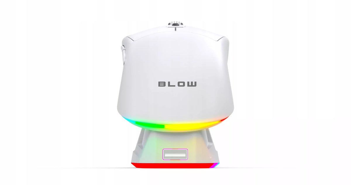 Balta optinė žaidimų pelė su įkrovimo stotele, PC, USB, Bluetooth 2.4GHz