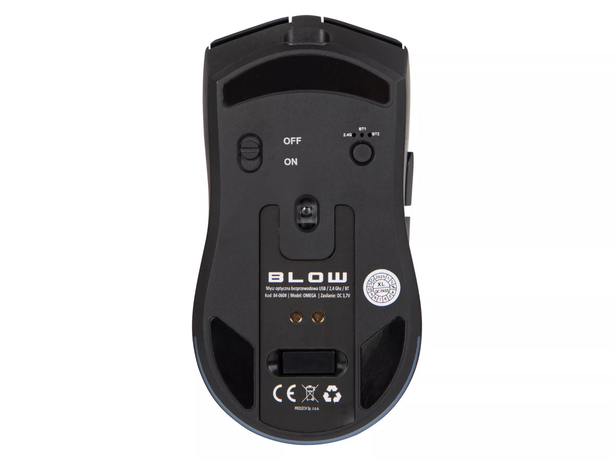Juoda optinė žaidimų pelė su įkrovimo stotele, PC, USB, Bluetooth 2.4GHz