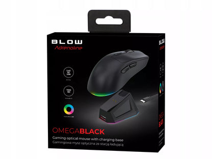 Juoda optinė žaidimų pelė su įkrovimo stotele, PC, USB, Bluetooth 2.4GHz