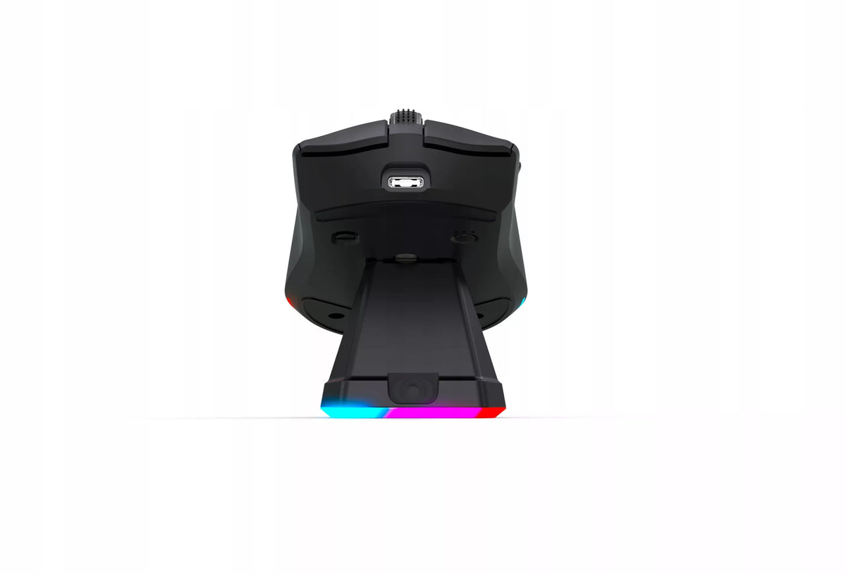 Juoda optinė žaidimų pelė su įkrovimo stotele, PC, USB, Bluetooth 2.4GHz