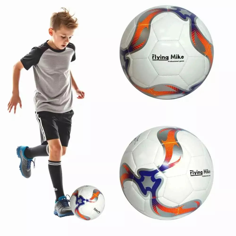 Futbolo kamuolys 5 dydžio FLYING MIKE, skirtas treniruotėms aikštelėje, baltas