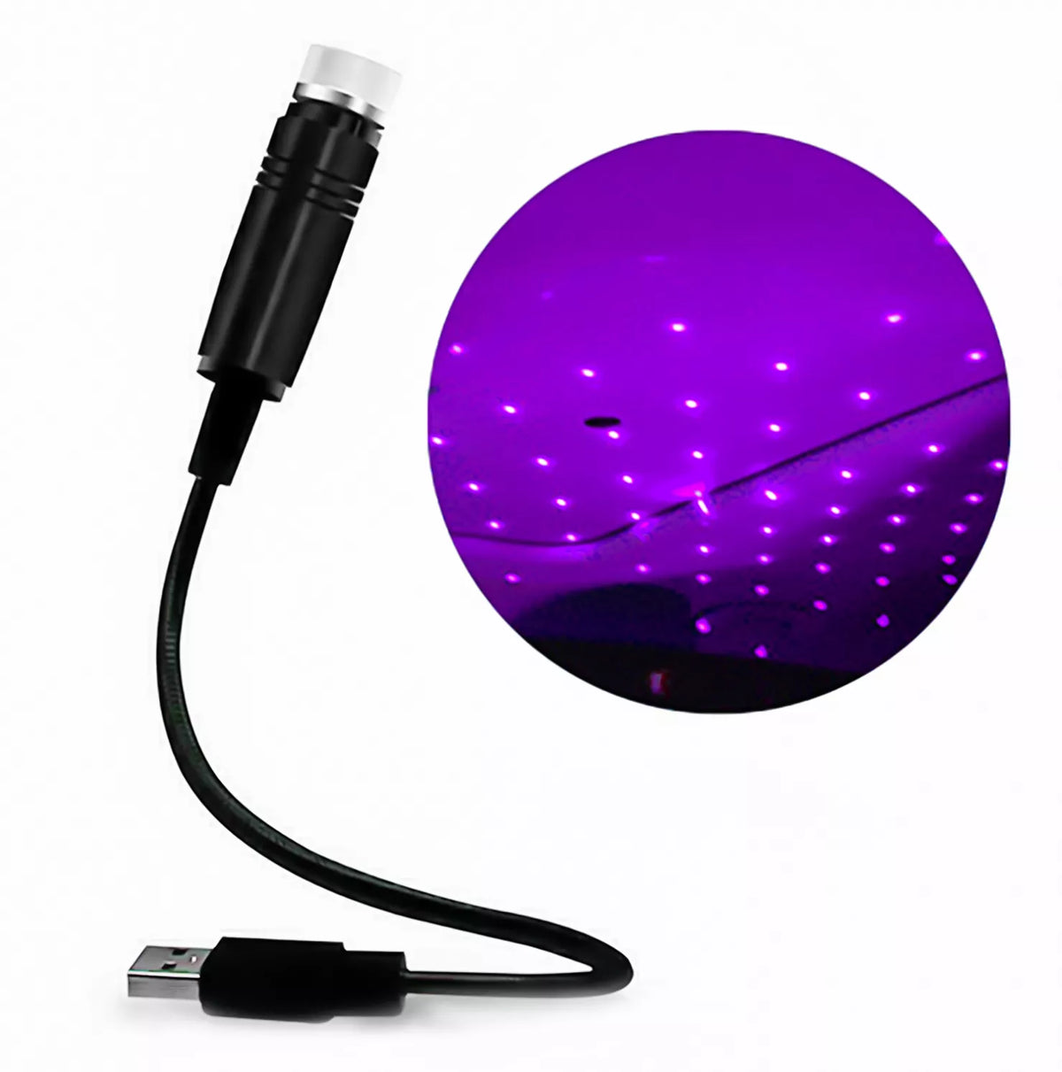 USB LED lazerinis projektorius, violetinė žvaigždė, lubų hologramos automobilio interjerui