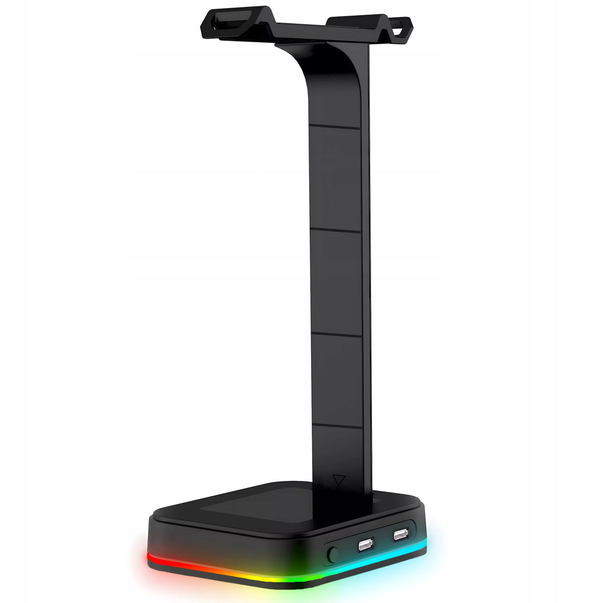 Žaidimų ausinių stovas / laikiklis su RGB apšvietimu, USB Hub + 2x USB