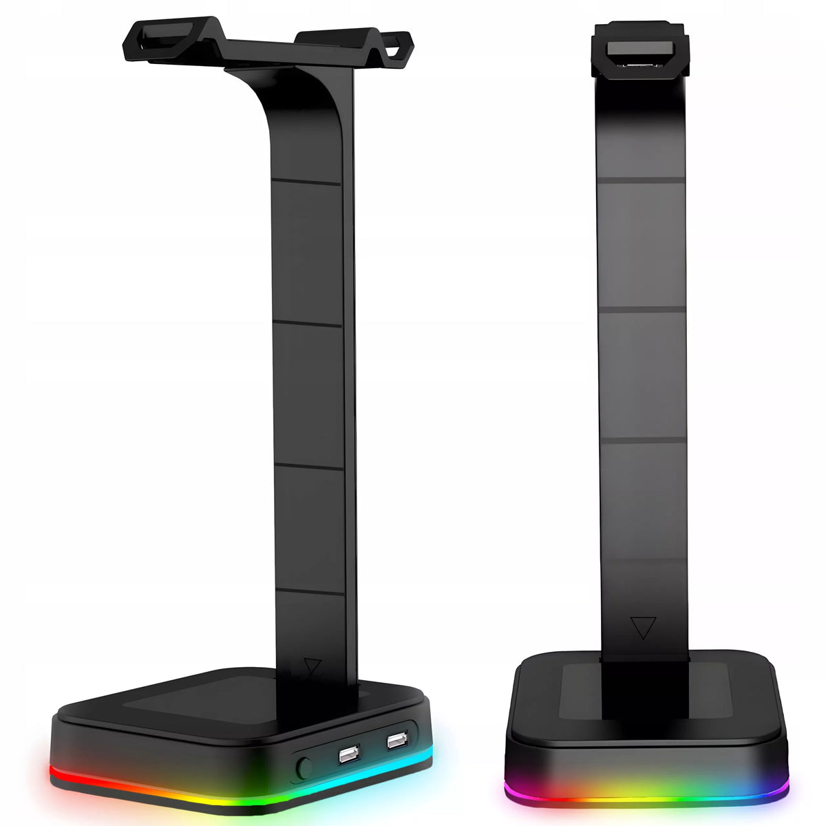 Žaidimų ausinių stovas / laikiklis su RGB apšvietimu, USB Hub + 2x USB