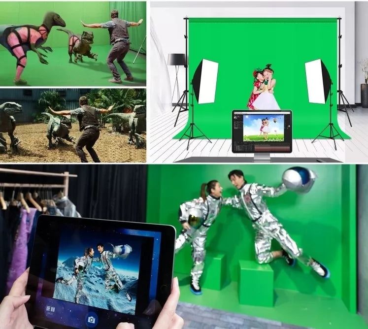 Žalias medžiaginis green screen fonas 3x2m