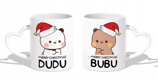 Rinkinys 2 baltų puodelių Bubu ir Dudu