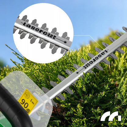 Akumuliatorinės gyvatvorių žirklės „MalTec MasterHedge-20V“, 58 cm, 20 V, 2 Ah, lazeriu apdirbti ašmenys