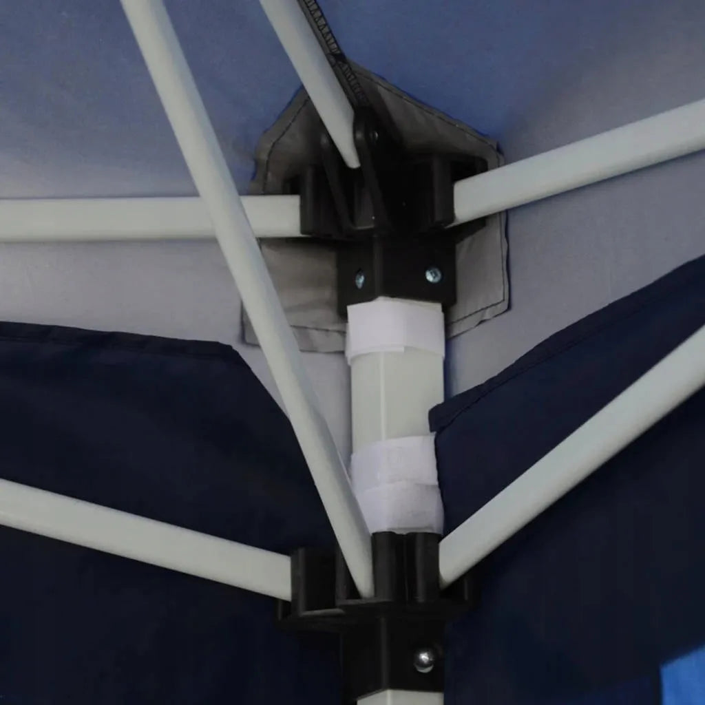 Automatinis mėlynas sodo paviljonas-palapinė 3 × 3 m su 4 sienomis