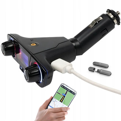 Automobilinis Bluetooth FM siųstuvas adapteris su 2USB įkrovikliu