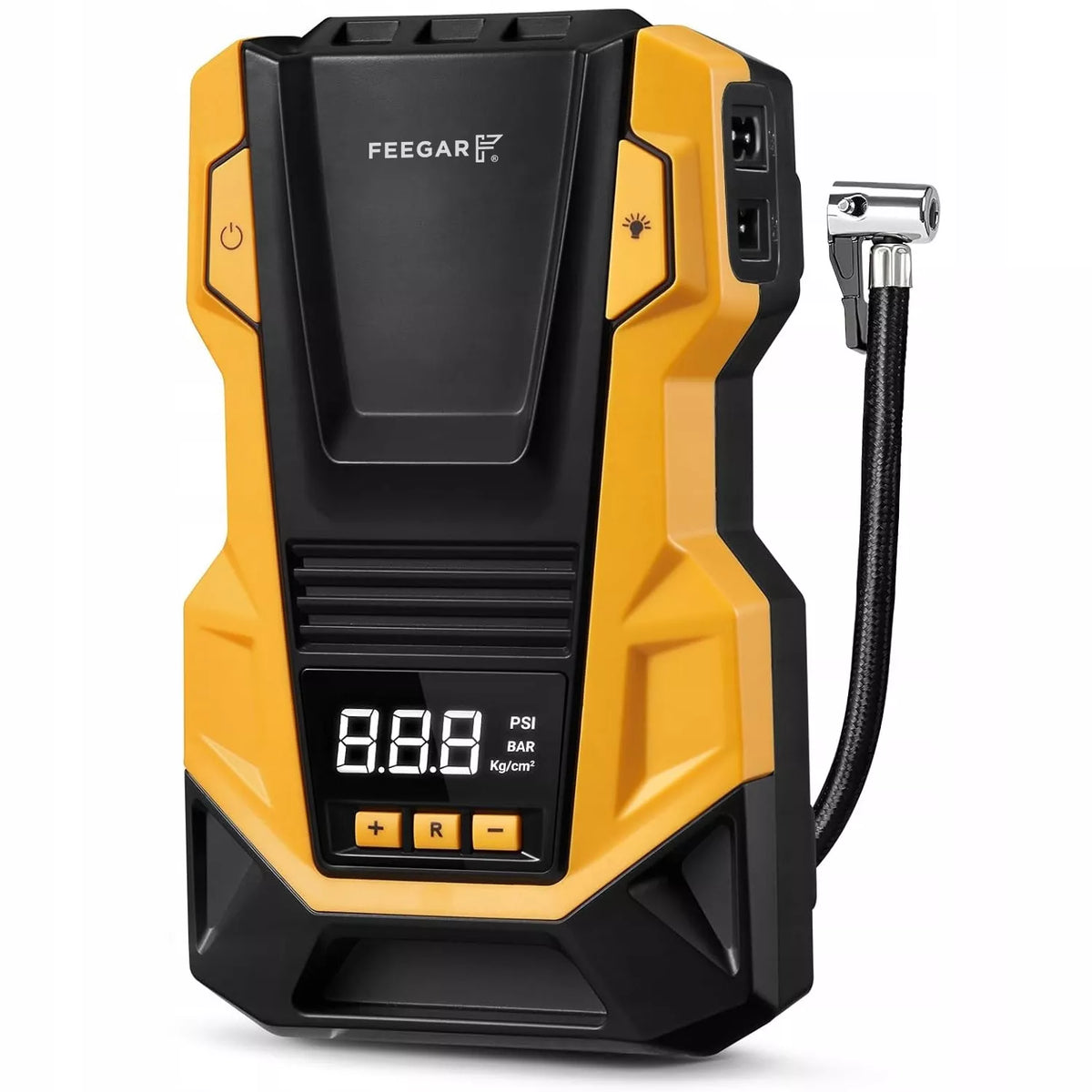 Automobilinis kompresorius 12V 230V Feegar, nešiojamas siurblys padangoms su LED