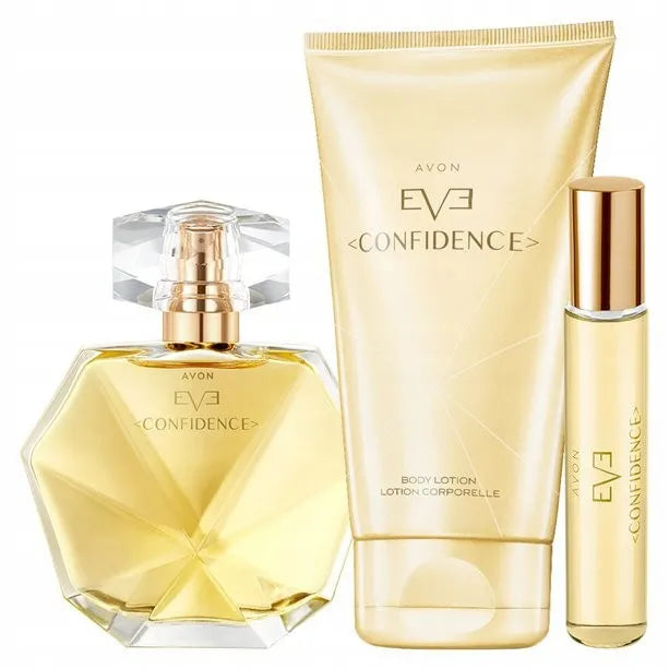 Avon Eve Confidence rinkinys: kvapusis vanduo, kūno balzamas ir perfumetė