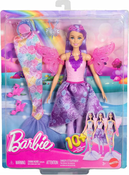 Barbie Dreamtopia lėlės rinkinys 3 viename: fėja, undinė ir princesė su aksesuarais