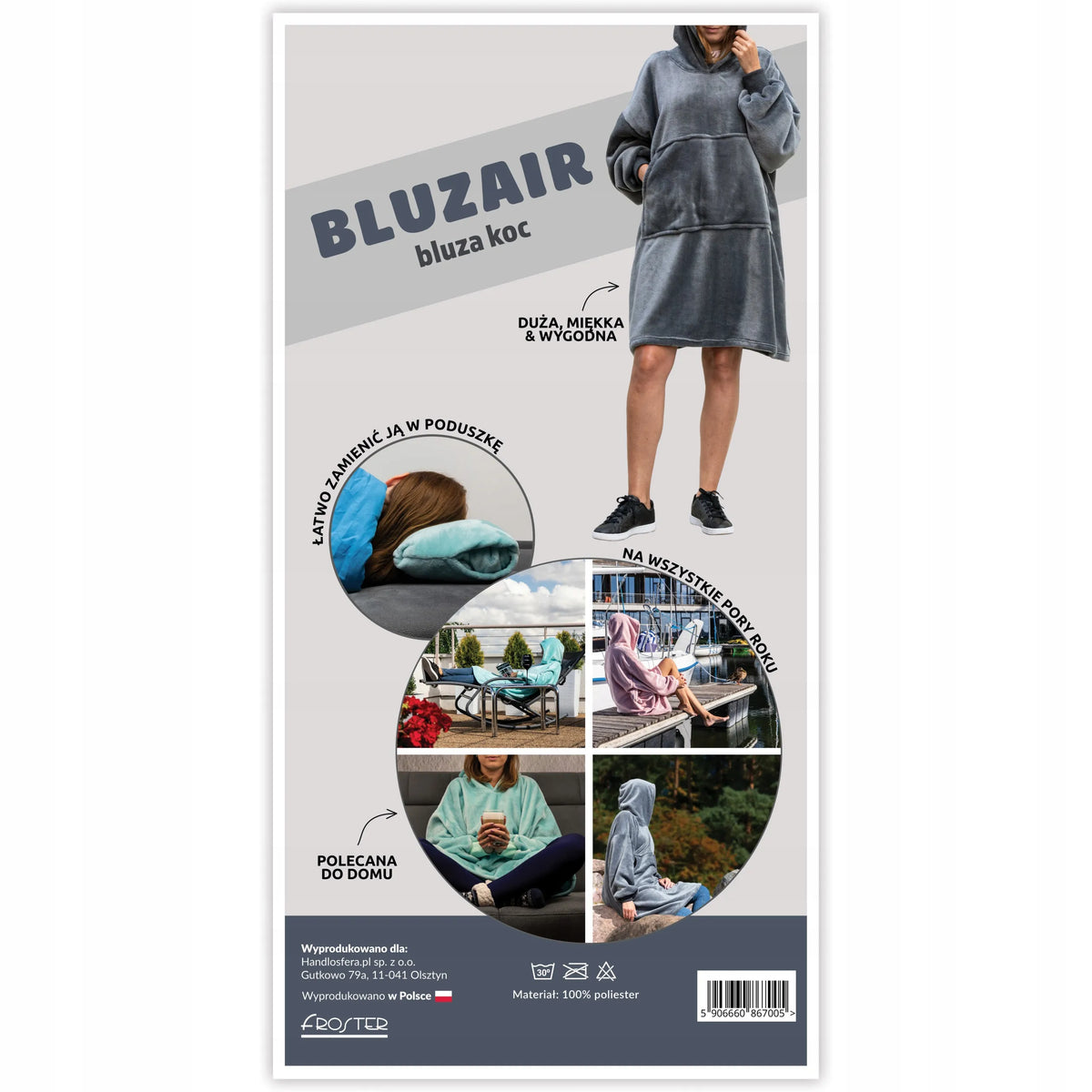 „Bluzair“ džemperis-pledas „Lenkijos pūkuotukas“ su pagalve