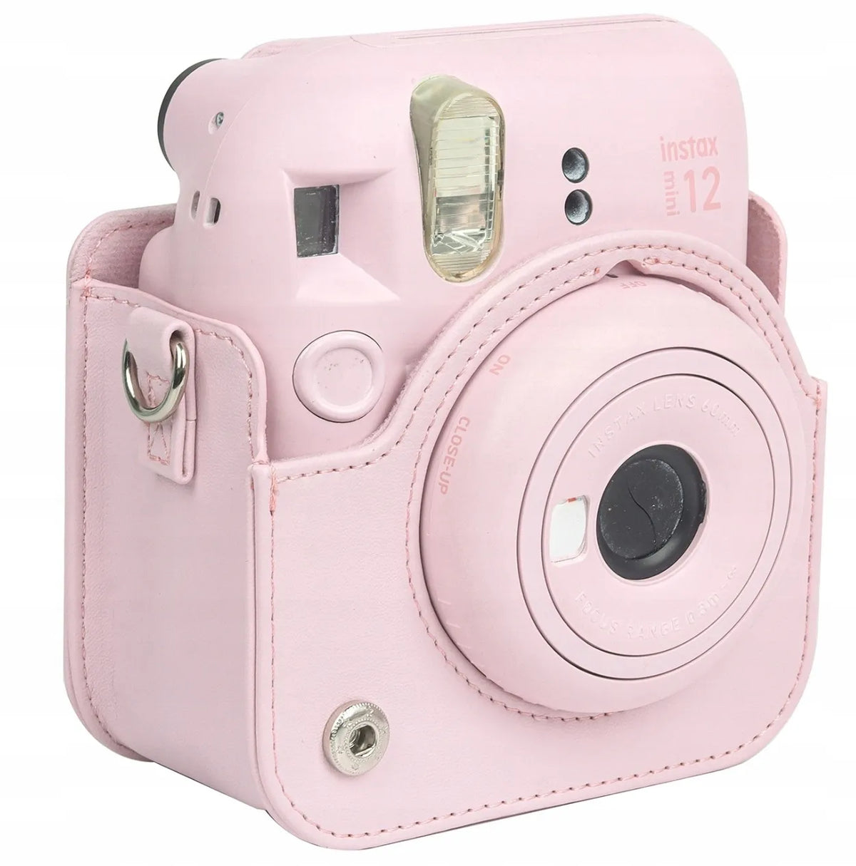Fujifilm Instax Mini 12 dėklas mėlynas su dirželiu ekologiška oda