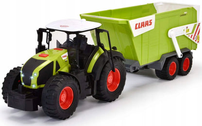 Interaktyvus „Claas“ traktorius su priekaba, 64 cm, ir dinozaurų figūrėlės dėžutėje