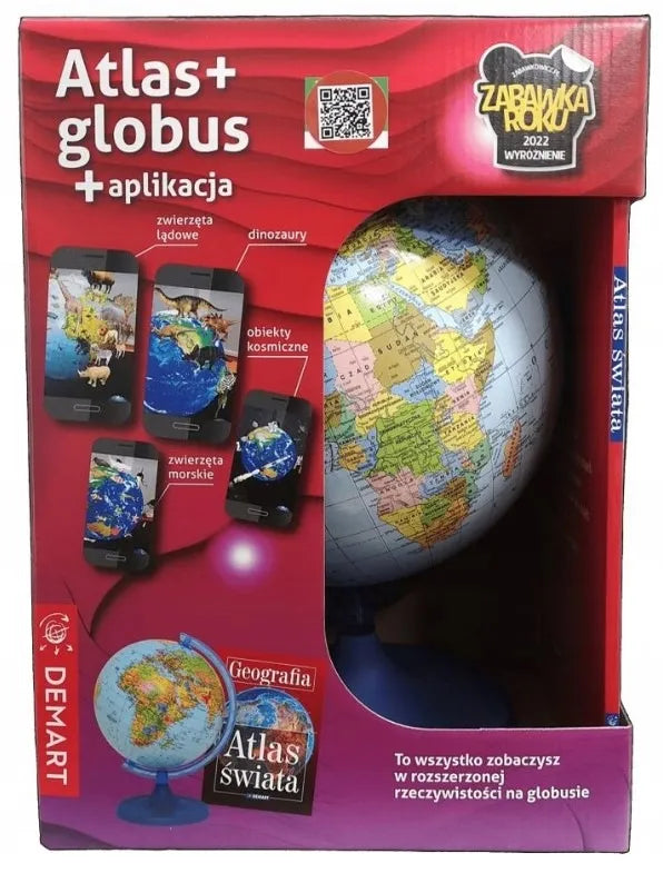 Interaktyvus gaublys su programėle, 22 cm, ir atlasas