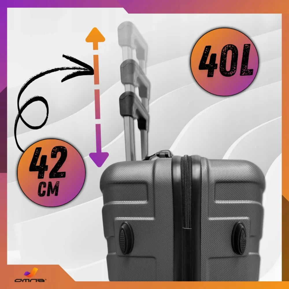 „Omna ARIZONA“ mažas pilkas 40 l kabininis lagaminas su ratukais