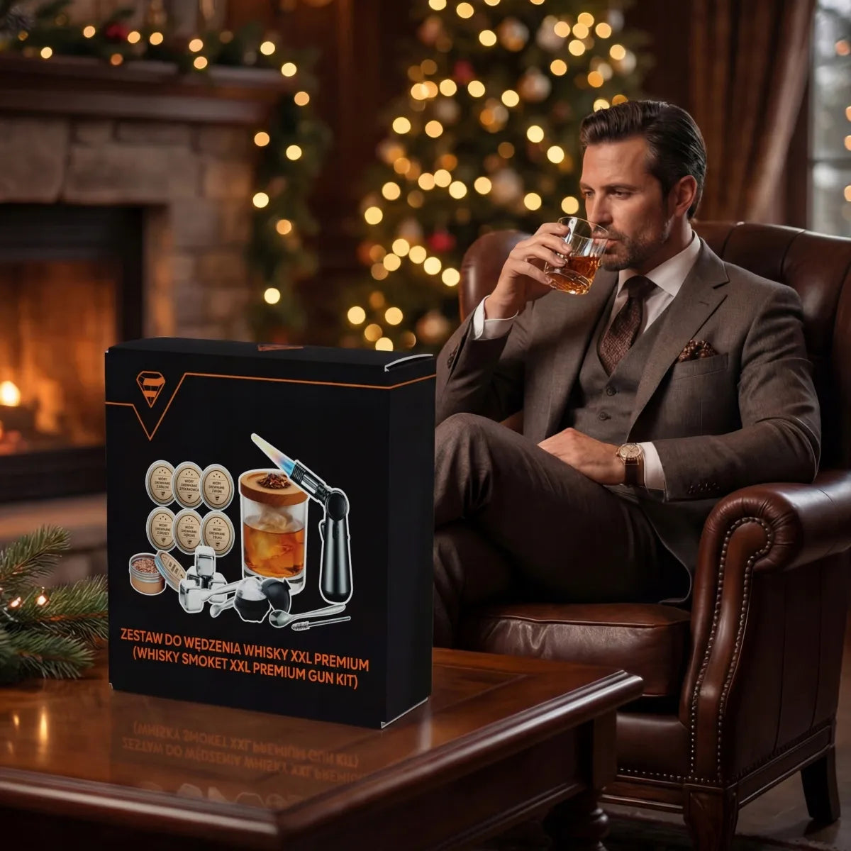 Premium whisky rūkymo rinkinys „Whisky Smoker“ su kokteilių priedais vaikinui