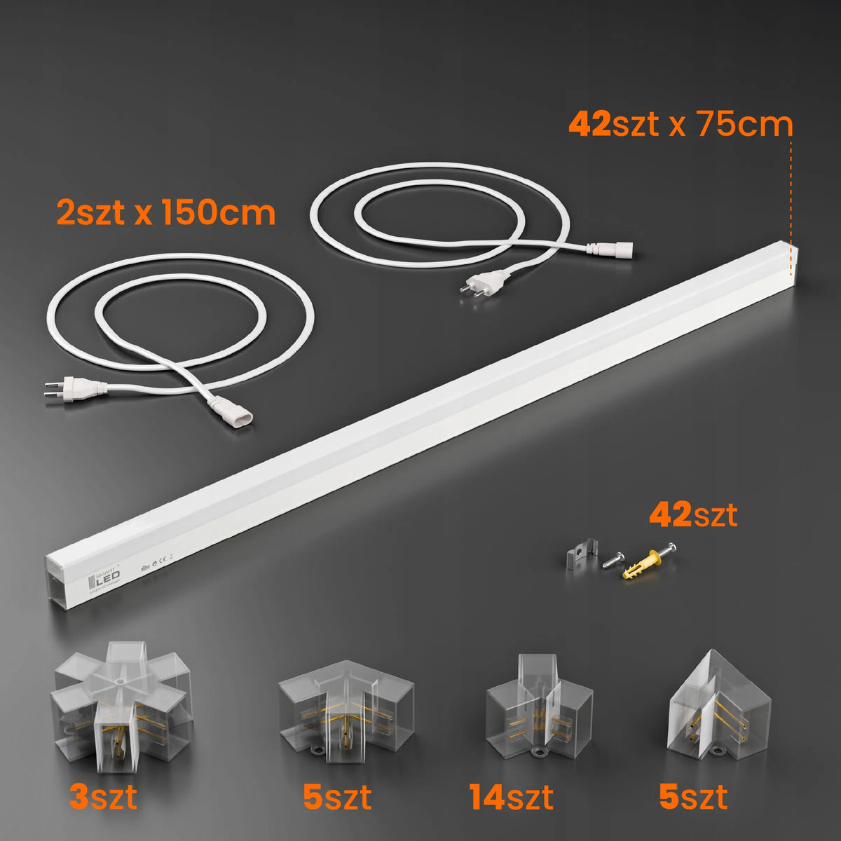 Smartled HEXAGON LED lubinė lempa, 588 W, apšvietimas garažui ir dirbtuvėms, 556 × 243 cm