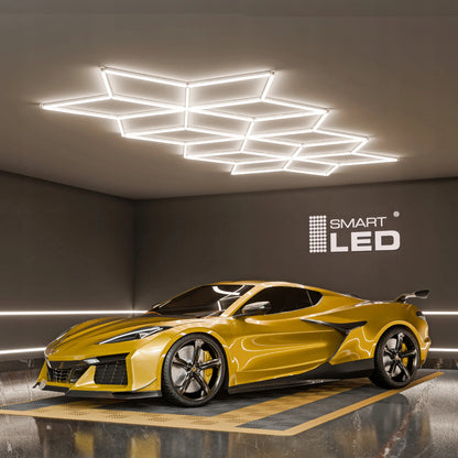 Smartled HEXAGON LED lubinė lempa, 588 W, apšvietimas garažui ir dirbtuvėms, 556 × 243 cm