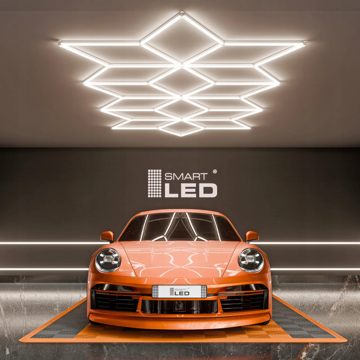 Smartled HEXAGON LED lubinė lempa, 588 W, apšvietimas garažui ir dirbtuvėms, 556 × 243 cm