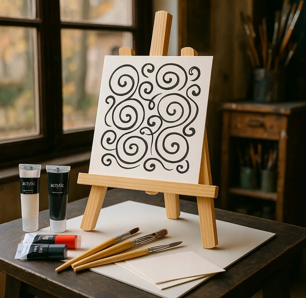 Stalinis medinis trikojis molbertas tapybai, 20 × 30 cm, drobei (ML07)